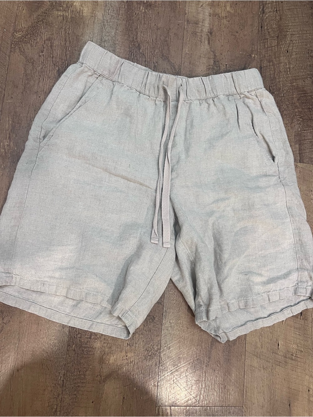 Eileen Fisher Soft Light Gray Drawstring Athletic Shorts